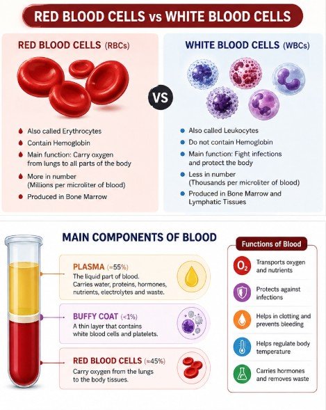 Red blood cells vs white blood cells